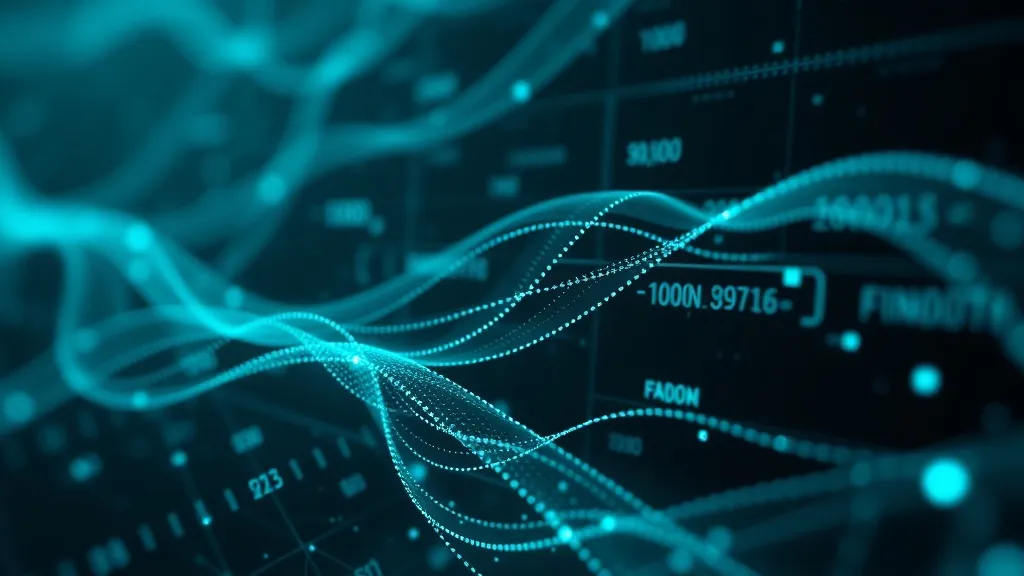 Abstract digital data streams in cyan and dark grey, represe