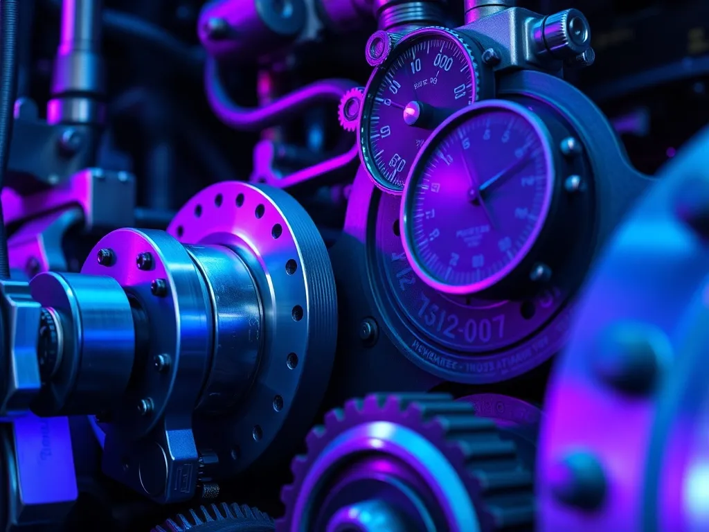 A close up of mechanical gears and precision measuring instr