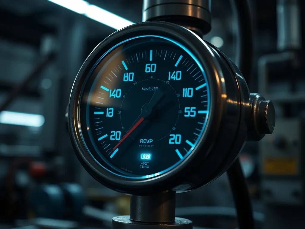 Close-up of a high-pressure industrial hydraulic gauge with